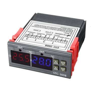 110-220V STC-3008 Digital Display Intelligent Dual Control Electronic Thermostat Dual Display Dual T