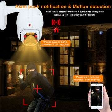 Pripaso 1080P Outdoor PTZ Wireless IP Camera TuyaSmart Mobile App with Two Way Audio CCTV Auto IR Ni