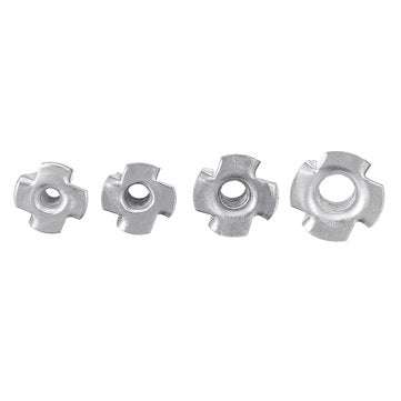 Suleve CSTN3 90Pcs Four Prong T Nut Inserts Carbon Steel Zinc Plated For Wood M3/M4/M5/M6/M8 Nut