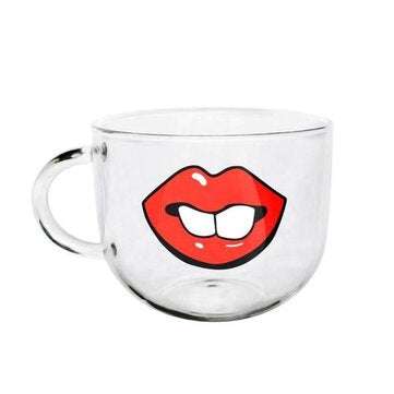Handmade Cartoon Glass Cup High Temperature Resistant Transparent Water Mug Cat Pi... (STYLE: TEETH)