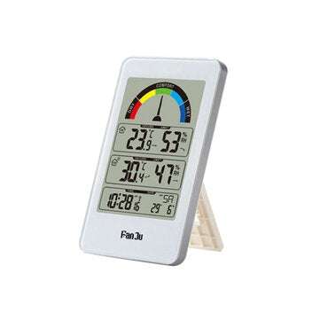 FanJu FJ3356 LCD Digital Weather Station Clock Household Indoor Outdoor Temperatu... (COLOR1: WHITE)