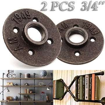 2pcs 3/4 Inch Black Malleable Iron Floor Flange Fitting Pipe NPT Antique Wall Flange Seat
