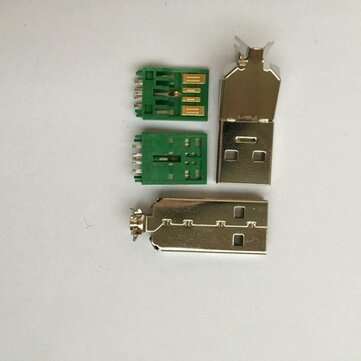 10PCS USB AM 3.0 Welding Plate Type High Current Male Short Body 17.0mm 5p Green Two-Piece Iron Shel