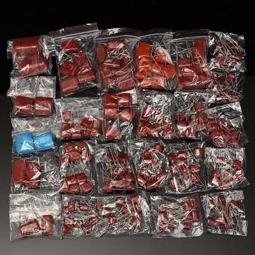 200pcs 25 Types 630V 0.001uf~2.2uf CBB Metal Film Capacitors Assortment Kit
