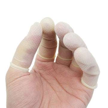 100Pcs White Anti Slip Latex Finger Cot Rubber Fingertip Durable Protective Finger Gloves (SIZE: L)