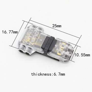 10PCS 2 Pin Transparent T Type Quick Connector No Welding Wire Terminal Block for LED Strip Light