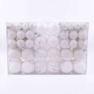 100pcs Decration Ball Set Christmas Tree Decorations Balls Bauble Pack Hanging Ba... (COLOR.: WHITE)