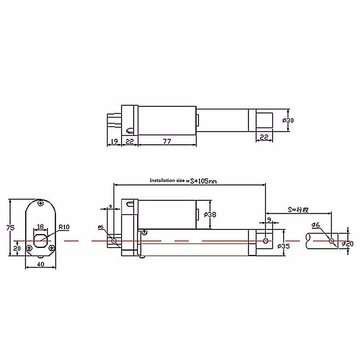 DANIU 200mm Stroke 750N Load Mini Electric Actuator Linear Tubular Motor Motion 12V DC