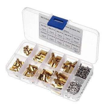 Suleve M2.5BH1 180Pcs M2.5 Brass Male-Female Hex Column Standoff Support Spacer Pillar Cross Scre