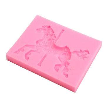 Christmas Carousel Horse Silicone Fondant Cake Mold Emboss Sugarcraft Mould Xmas Baking Tools