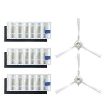 5pcs Replacements for 360 S6 Vacuum Cleaner Parts Accessories Side Brushes*2 HEPA Filters*3