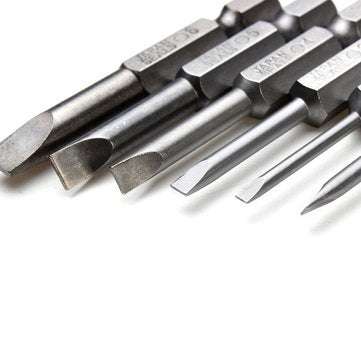 6pcs 50mm 2.0-6.0mm Flat Head Slotted Tip Screwdrivers Bits