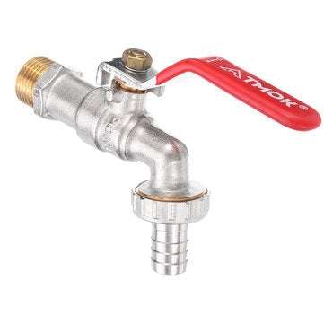 TMOK 1/2`` Lever Brass Single Cold Tap Washing Machine Faucet Adapter w/ Nozzle Male Thread for Gard