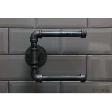 Urban Industrial Retro Steampunk Pipe Antique Double Toilet Roll Holder Paper Shelf Holder