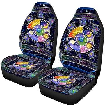 Universal Car Seat Cover Turtle Print Front Seat Cushion Breathable Protectors Set for Car Easy Disa
