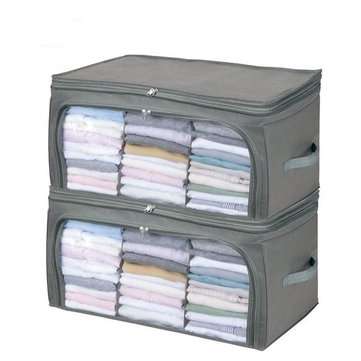 Transparent Quilts And Clothes Storage Bag Folding Organizer Bags Bamboo Container