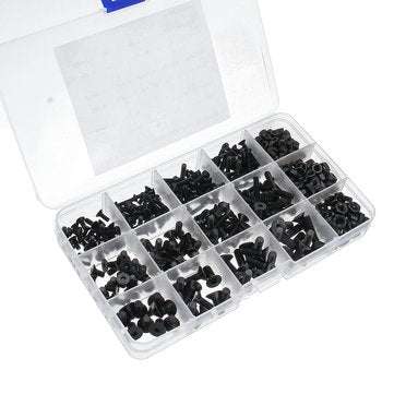 Suleve MXCH7 460Pcs M3 M4 M5 Flat Head Hex Socket Screw Carbon Steel 10.9 Grade Bolt Nut Assortme