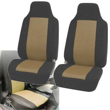 Universal High-Back Bucket Front Seat Covers Fabric Mesh Style For Car Truck SUV (COLOR: BEIGE)