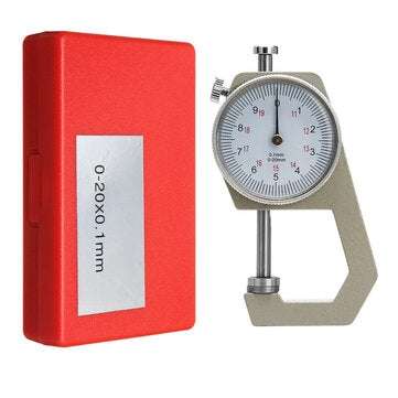Round Dial Thickness Gauge Range 20mm Accuracy 0.1mm Metal Paper Leather Craft Tool