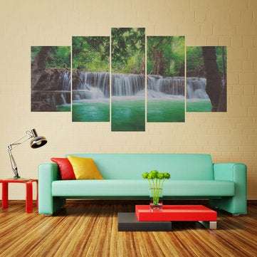 Rimless Landscapes Green Waterfalls High Definition Spray Paintings For Room Decorations