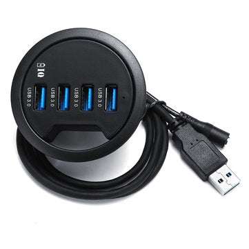 Mount In Desk Powered 4 Port USB 3.0 HUB Charging Adapter Cable Organizer