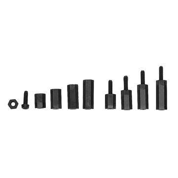 Suleve M2NH4 M2 Nylon Screw Black Hex Screw Nut Nylon PCB Standoff Assortment Kit 300Pcs