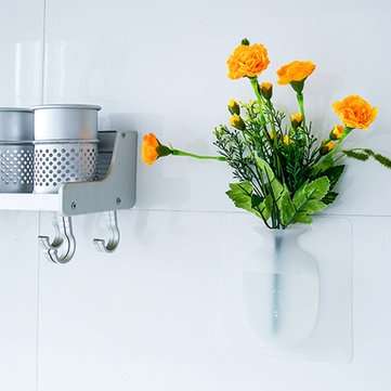Silicone Wall Hanging Vase Bottle Flower Vase for Plant Flower Home Living Room Window Decoration