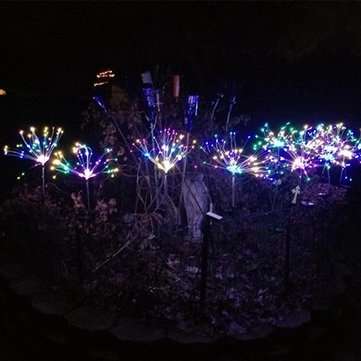 Solar Powered 8 Modes 90LED Colorful Sliver Wire Starburst Firework String Light for Christmas Garde