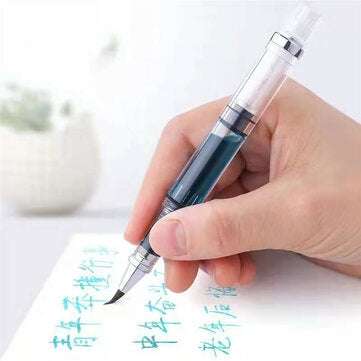 Soft Brush Pen Art Writing Ink Pen plastic Transparent White Refillable Ink Fountain Pens Stationery
