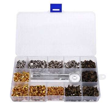 Sets Leather Craft Double Cap Rivets Tubular Metal Studs Fixing Tools Kit