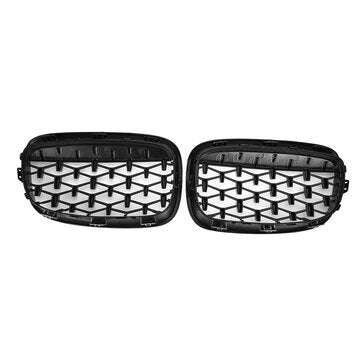 Pair Front Kidney Diamond Grille Grill For BMW 1 Series F20 F21 2011-2014