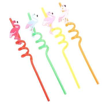 Kitchen Drinking Straw 4Pcs Creative Flamingo Straw Drink Straws Pvc Soft Cartoon Straws