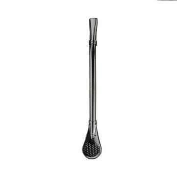 KC-STR15 3 in 1 Multifunction Stainless Steel Filtering Drink Straw Tea Spoon Tea... (COLOR.: BLACK)