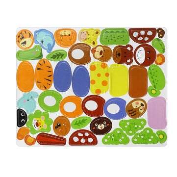 Kids Wooden Magnetic Puzzle Animals Multifunctional Educational Learning Box Double-sided Drawing Bo