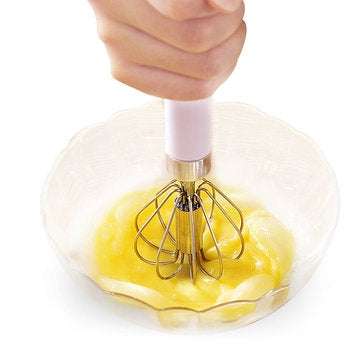 Honana Manual Self Turning Stainless Steel Miracle Push Magic Whisk Egg Beater Speed Kitchen Tool