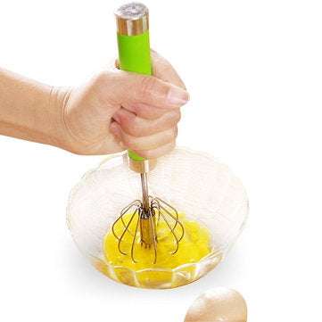 Honana Manual Self Turning Stainless Steel Miracle Push Magic Whisk Egg Beater Speed Kitchen Tool