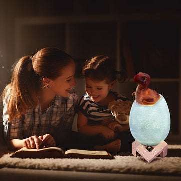 KL-02 Decorative 3D Oviraptor Dinosaur Egg Smart Night Light Touch Switch 3 Colors Change LED Nightl