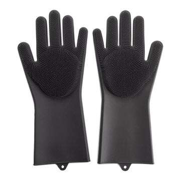 Magic Silicone Rubber Glove Dish Washing Cooking Glove Cleaning Heat Resistant Kit... (COLOR.: GREY)