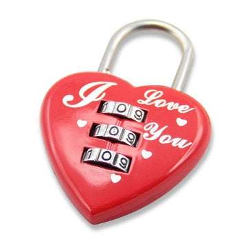 Heart Shaped 3 Digit Travel Luggage Padlock Resettable Combination Lock for School Gym&Sports Locker