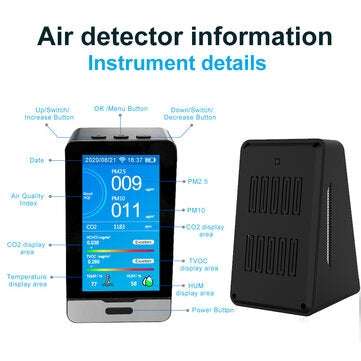 PM2.5 PM1.0 PM10 Temperature Humidity Air Quality Monitor 4.3 Inch LED Display Intelligent HCHO TOVC