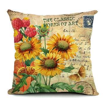 Flowers Pattern Quote Pillow Case Sparkly and Colorful Cotton Linen Vintage Style Cush... (STYLE: 2)