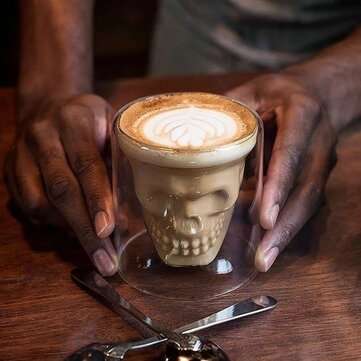 HiBREW Coffee Cup Personalized Glass Skull Style