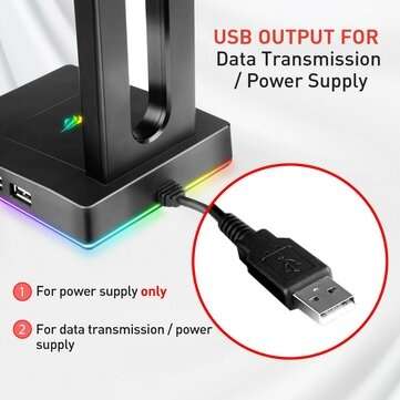 Havit RGB Headphones Stand with 3.5mm AUX and 2 USB Ports Headphone Holder for Gamers Gaming PC Acce
