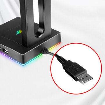 Havit RGB Headphones Stand with 3.5mm AUX and 2 USB Ports Headphone Holder for Gamers Gaming PC Acce
