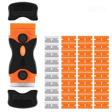 Double Edge Razor Blade Scraper Set with 30pcs Replacement Scraper Blades Scraper Cleaning Tool for