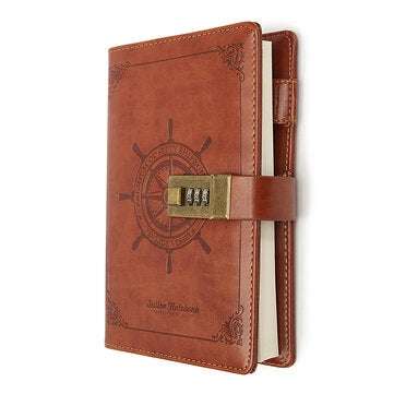 B6 Notebook Vintage Notepad Diary Daily Memos Planner Agenda Notebook PU Leather Sketchbook with Loc