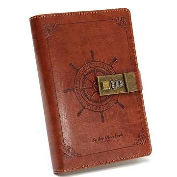 B6 Notebook Vintage Notepad Diary Daily Memos Planner Agenda Notebook PU Leather Sketchbook with Loc