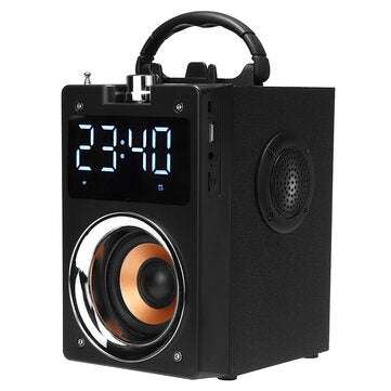 Bakeey Portable Digital Display Alarm bluetooth Speaker 3D Heavy Bass Support FM/TF/USB/AUX Play