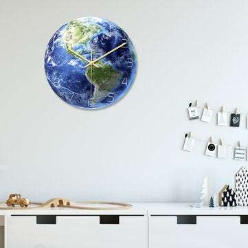 CC090 Creative North/South America Luminous Earth Wall Clock Mute Wall Clock Quartz Wall Clock For H