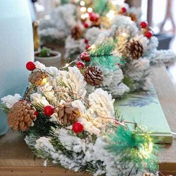Christmas Pine Cone String Lights Red Melons & Pine Cores Christmas Tree Snowman Indoor Garden Party
